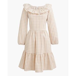 J. Crew Seersucker ruffleneck Gingham mini dress